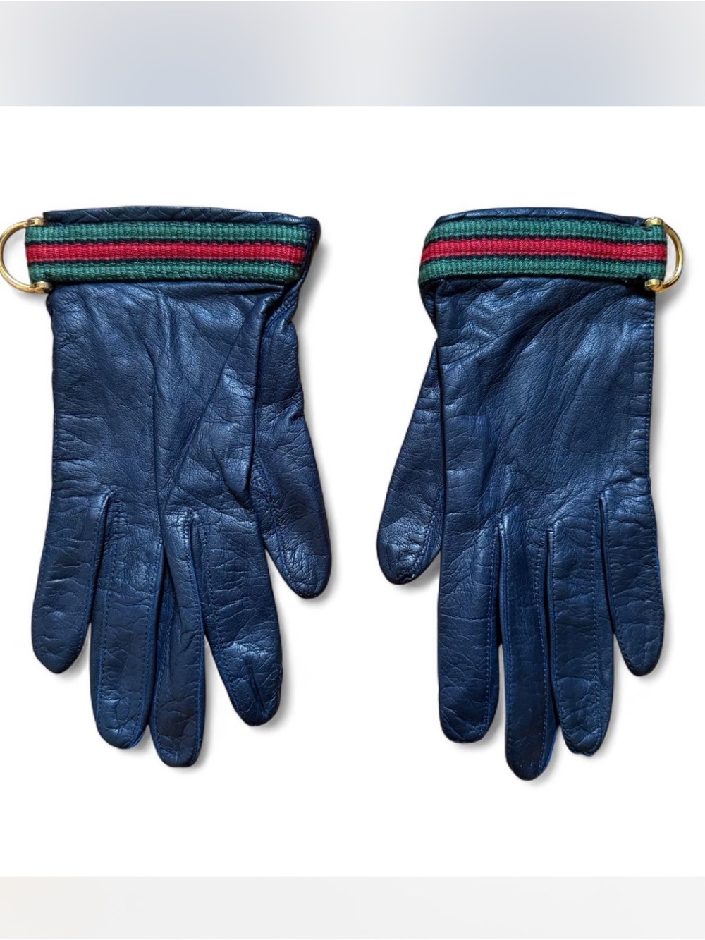 B Altman & Co Fifth Avenue Leather Gloves navy blue